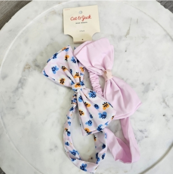 Cat & Jack Girls Head Wraps 2 Pack Floral/Pink - Picture 3 of 10